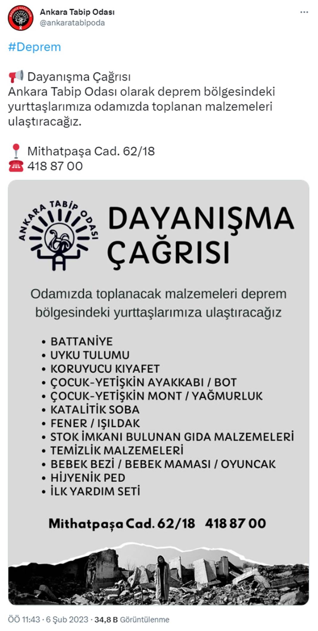 Deprem bölgesine yardım kampanyası başladı! İşte bölgede en çok ihtiyaç duyulan malzemeler ve yardım yapılacak adresler 24